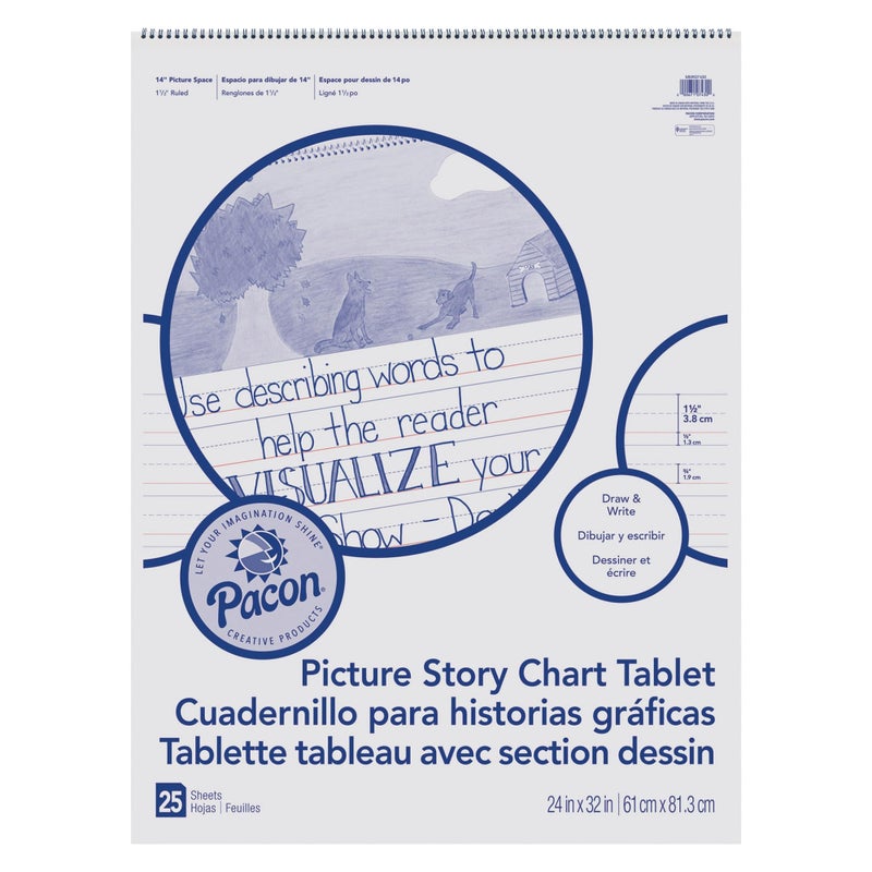 PaconÂ® PACMMK07430 Chart Tablet, Picture Story, 24" x 32", White, 25 Sheets - Image 1